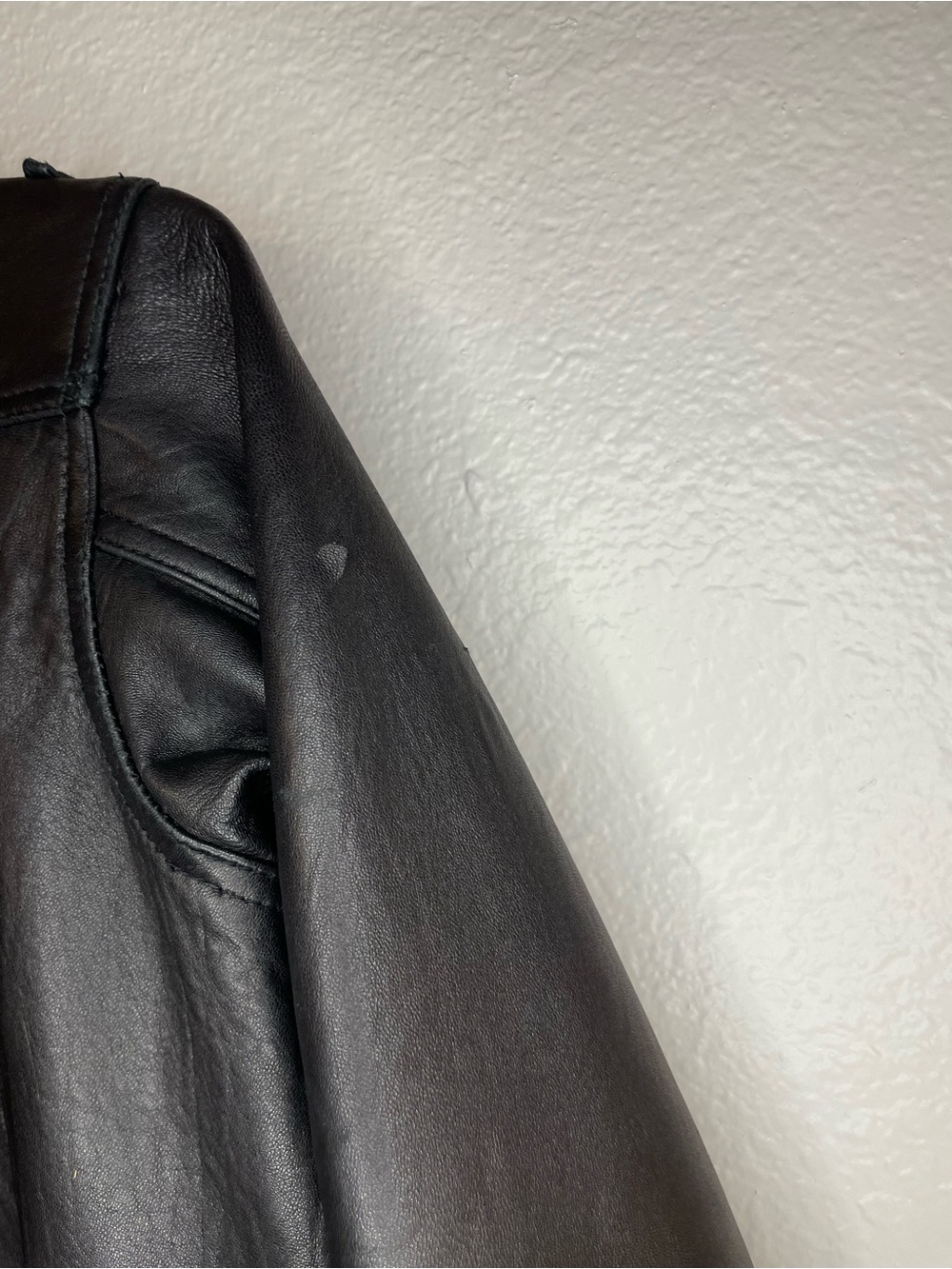 Women's Black Leather Bomber Jacket - Picture 7 of 7